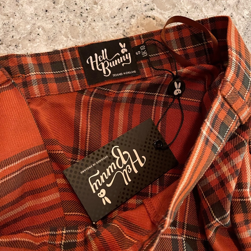NWT Hell Bunny Plaid Midi Skirt
